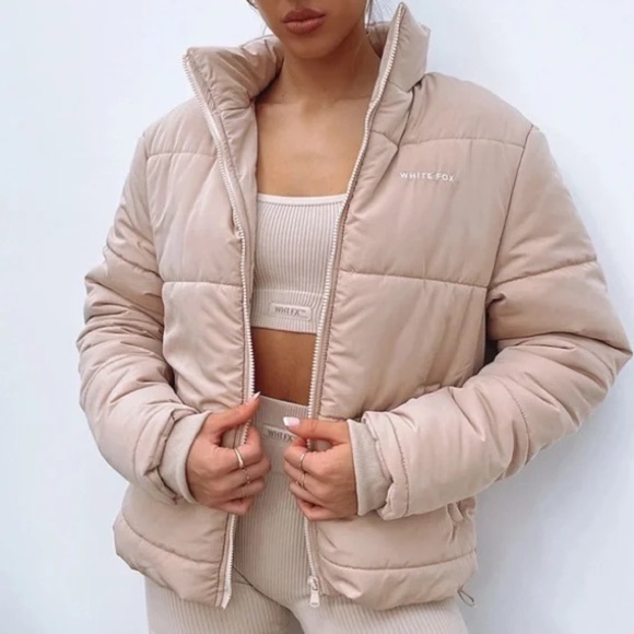 White Fox Boutique Jackets & Blazers - White Fox Not Giving In Puffer Jacket Sand S/M